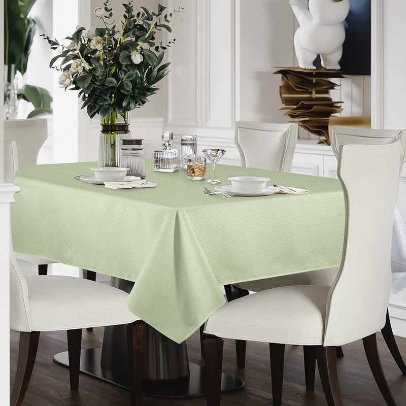 JUCFHY Jacquard Morrocan Green Rectangle Table Cloth Oil-Proof Spill-Proof and Water Resistance Tablecloth,Decorative Fabric Table Cover for Spring, Easter, Outdoor and Indoor Use, 60 x 84 Inch - Image 2